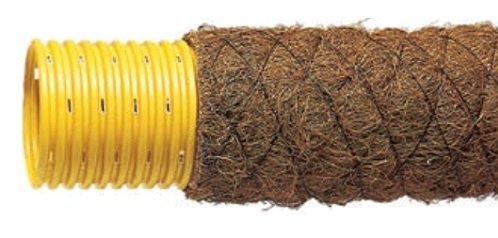 Eurodrain KOKOS Vollfilterrohr aus PVC-U gelb + Kokosschicht, mit Verbindungsmuffe