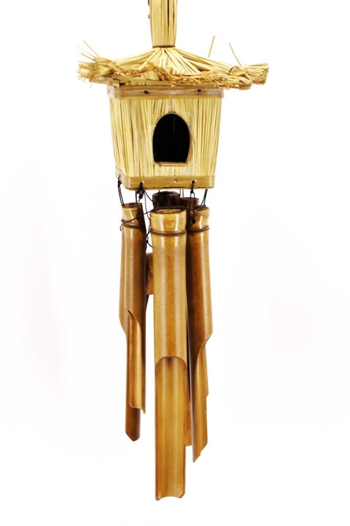 BAMBUS WINDSPIEL 18X18 X 60 CM MIT VOGELHAUS