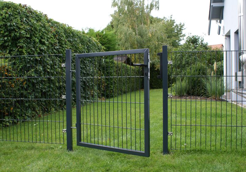 Industrie-Kombitor, verzinkt/anthrazit 1000x1000 mm, 1-flg. mit Stabmattenfüllung, MW50x200 mm incl. Kompl. Zubehör ohne PZ